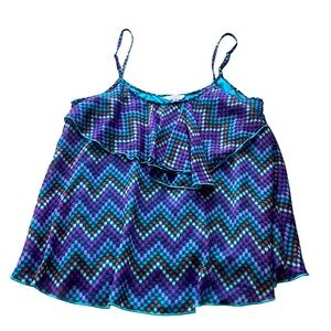 candies multicolored layered ruffled spaghetti strap y2k tank top